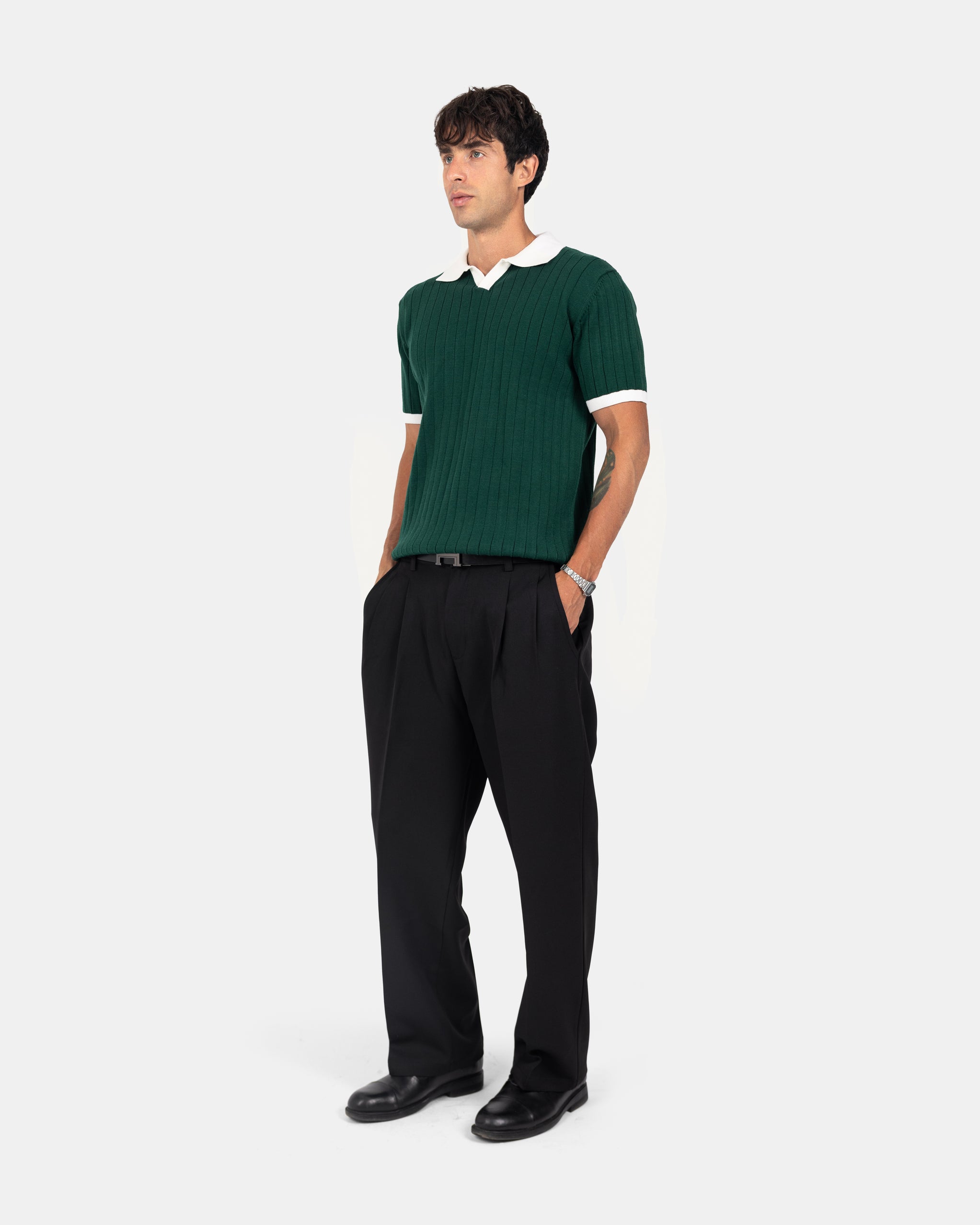 Essential Pleated Trousers — Black