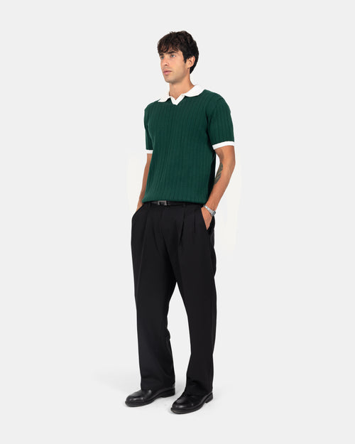 Essential Pleated Trousers — Black