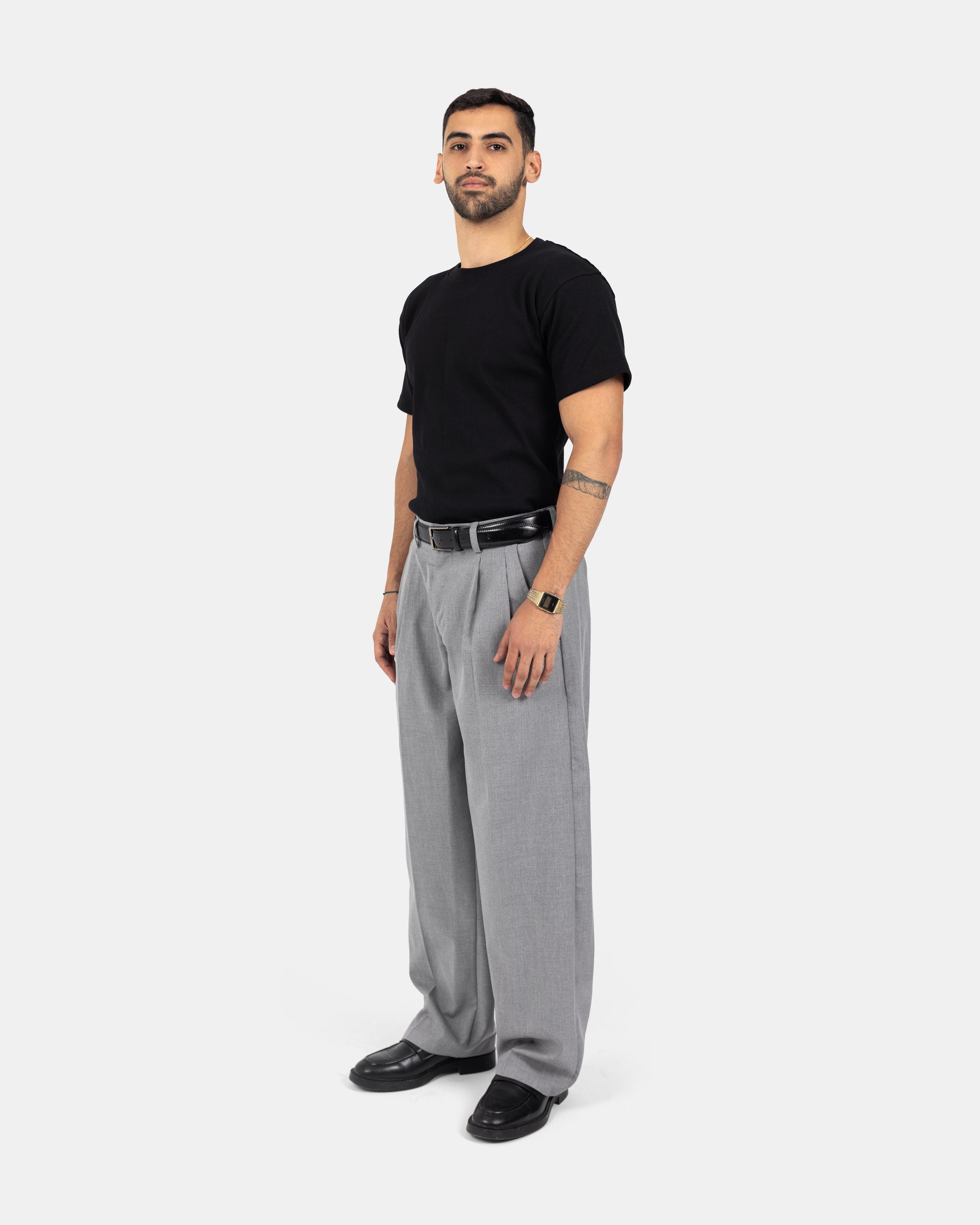 Signature Pleated Trousers — Grey