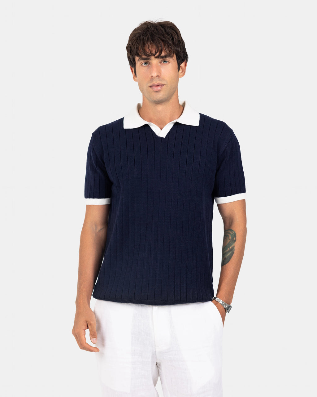 Navy Knit Polo