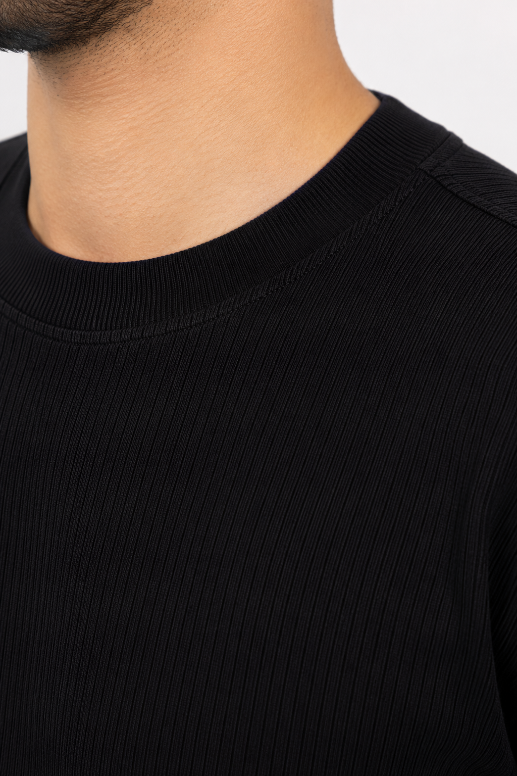 Ribbed T-Shirt —  Black
