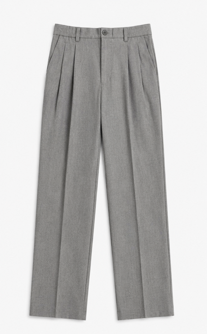 Signature Pleated Trousers — Grey