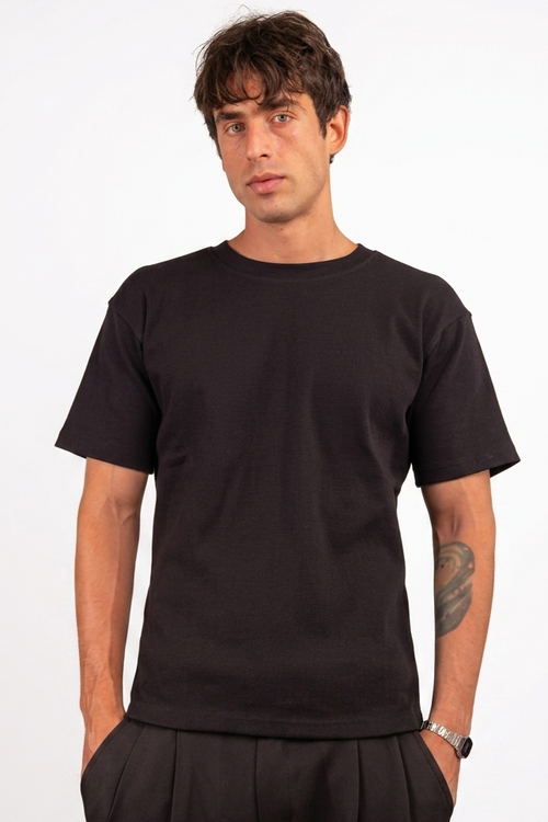Black Ribbed T-Shirt