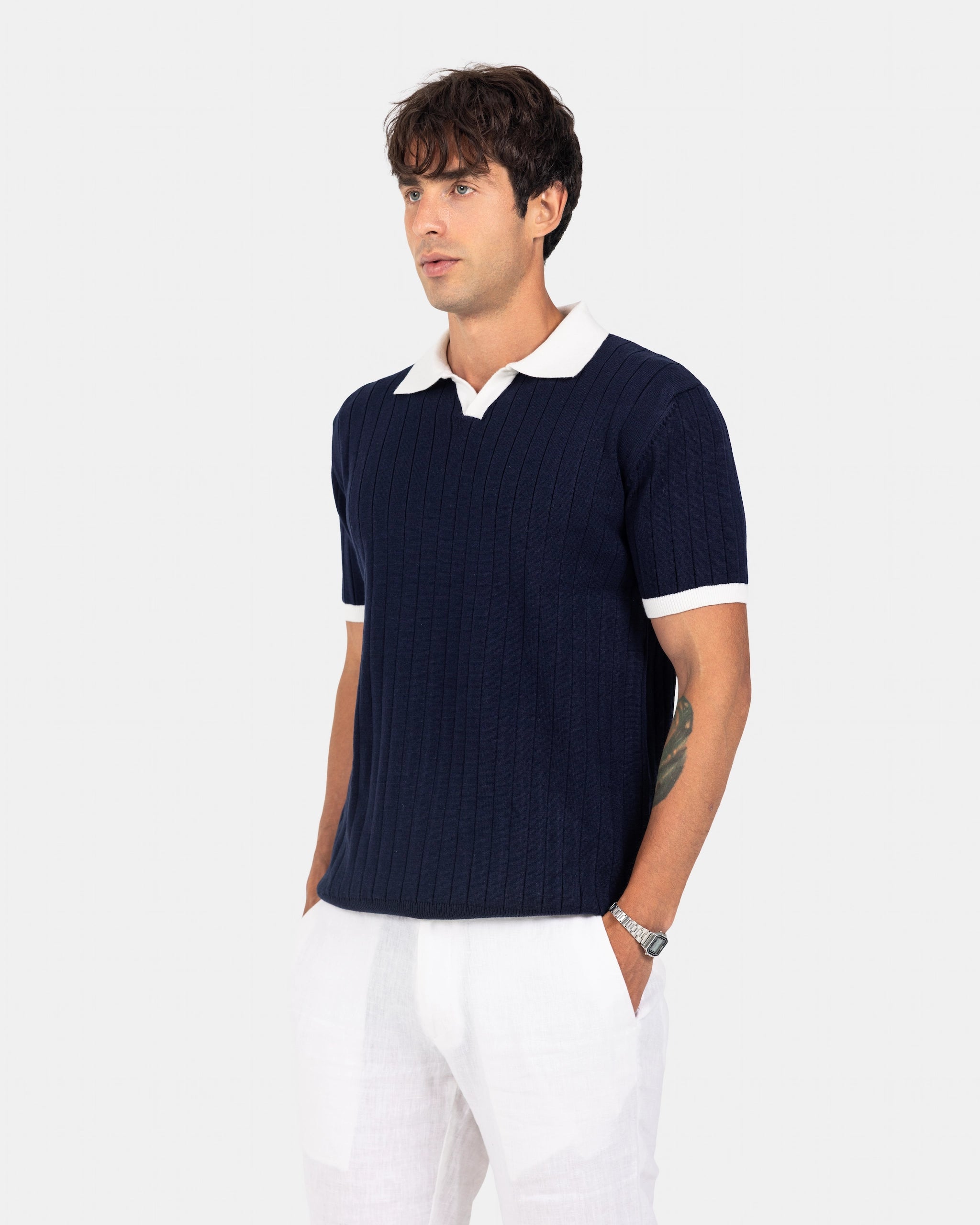 Navy Knit Polo
